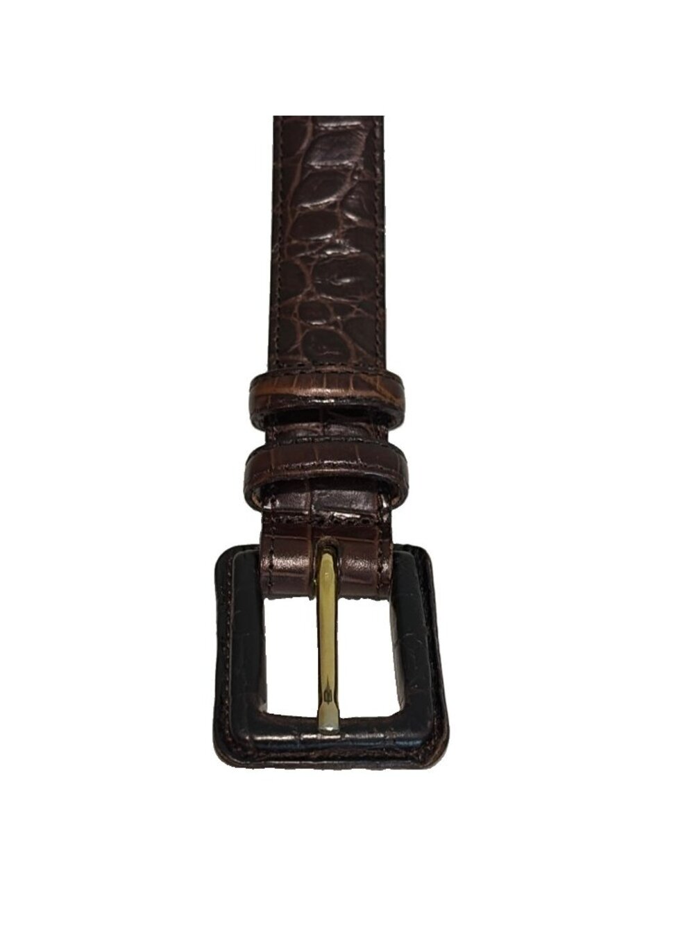 Talbots Croc Embossed Leather Belt Women's Size XL Brown Made in Italy Luxury